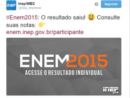 MEC divulga Nota do Enem 2015