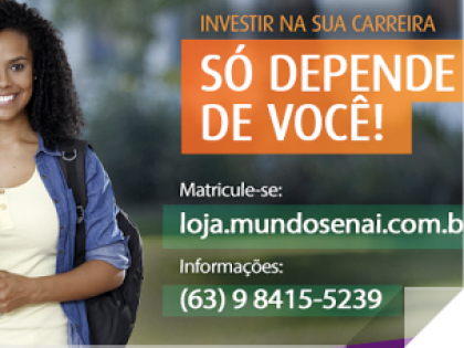 SENAI Tocantins oferece 800 vagas gratuitas em cursos nas reas de gesto, eletricidade e vesturio